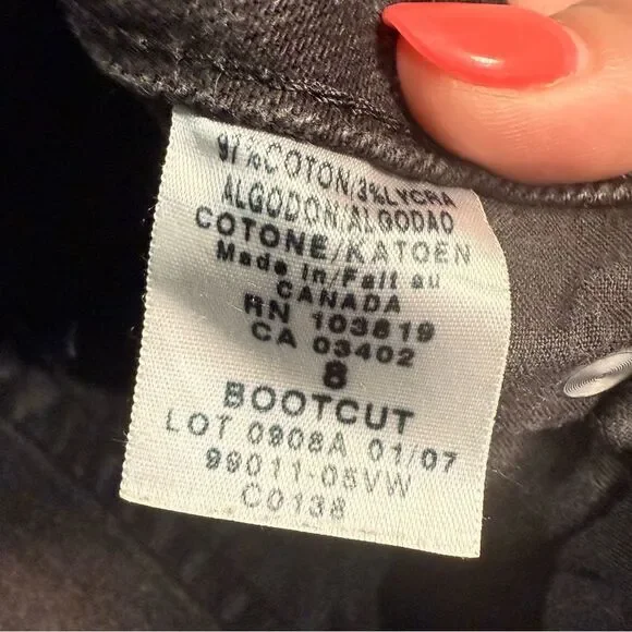 Harley-Davidson Black Bootcut Faded Jeans Moto Vintage Style Denim‎ 90s Y2K Sz 8 - Picture 7 of 9